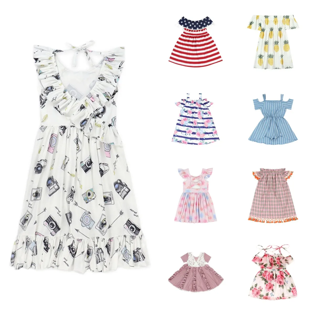 Yiwu Yiyuan Garment customized Logo acceptable sleeping dresses for girls of 6-14 years wedding clothing girl dress 4-5 years