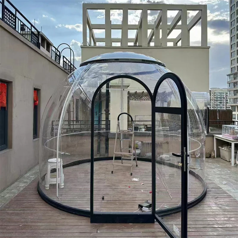 Full House Factory Price Glamping outdoor coffee shop assembled PC dome tent Igloo Dome