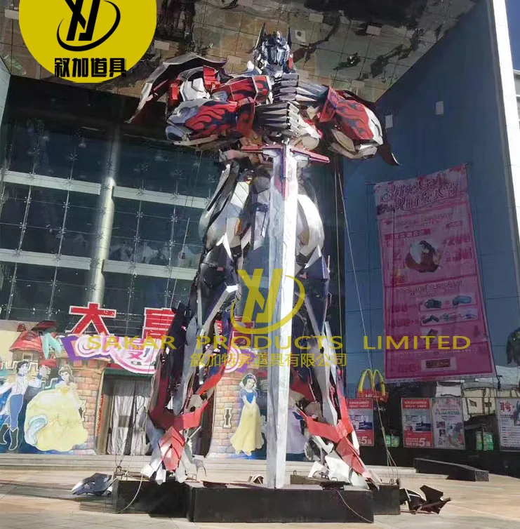 
Custom large outdoor iron stainless steel transformer statue metal robot sculptures landscaping 