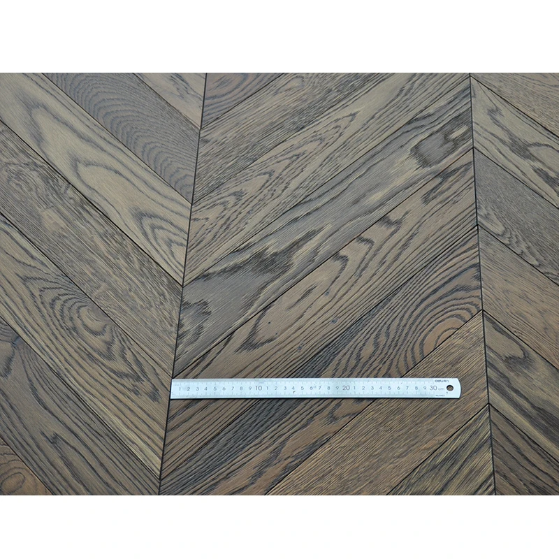 Factory wholesale wax oiled natural oak chevron flooring deep brushed engineered oak parquet flooring