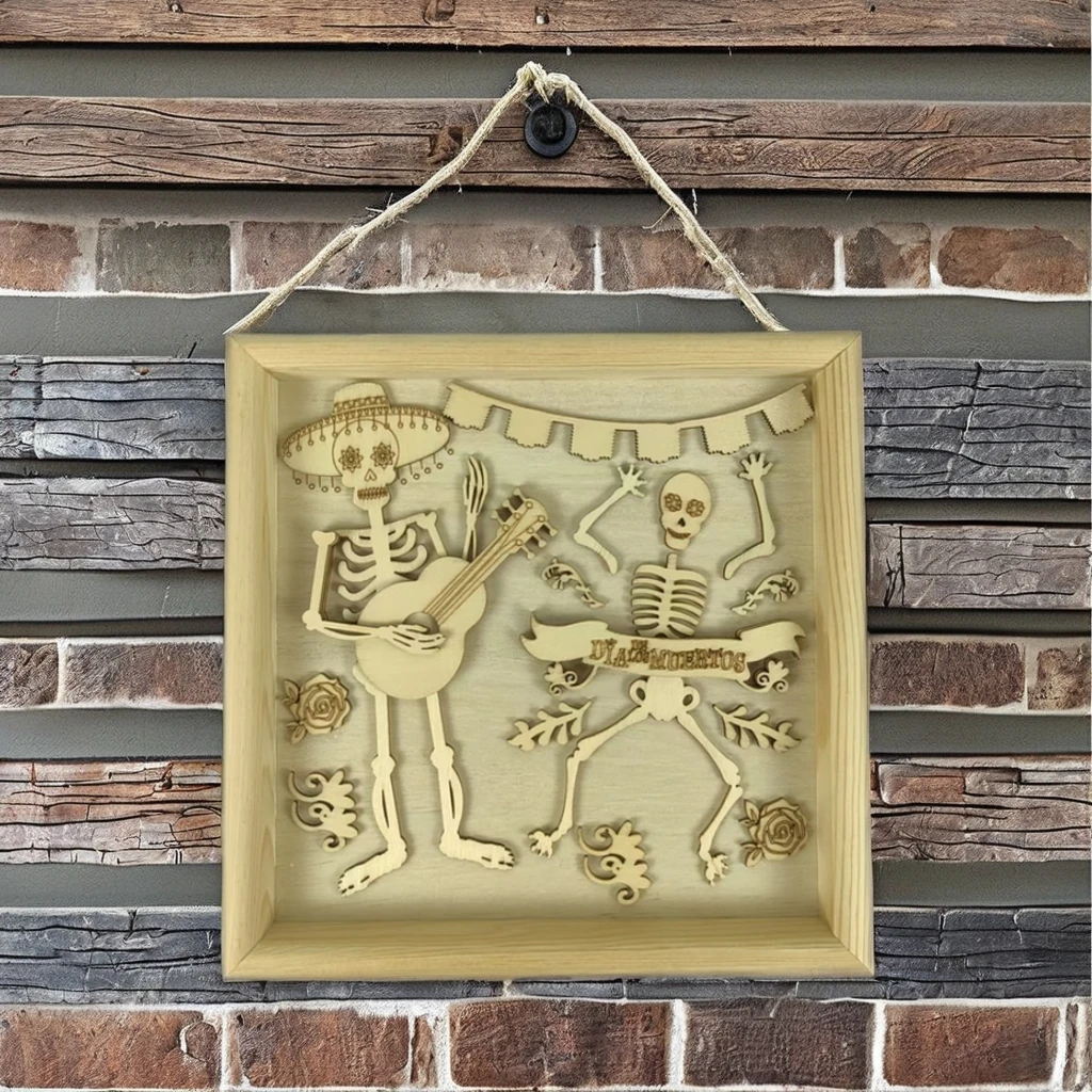 Handcrafted Natural Pine Halloween Pendant Folk Art Wood Craft Festive Home Decor Wooden Boxes Wall Signs Plywood Perfect Gift
