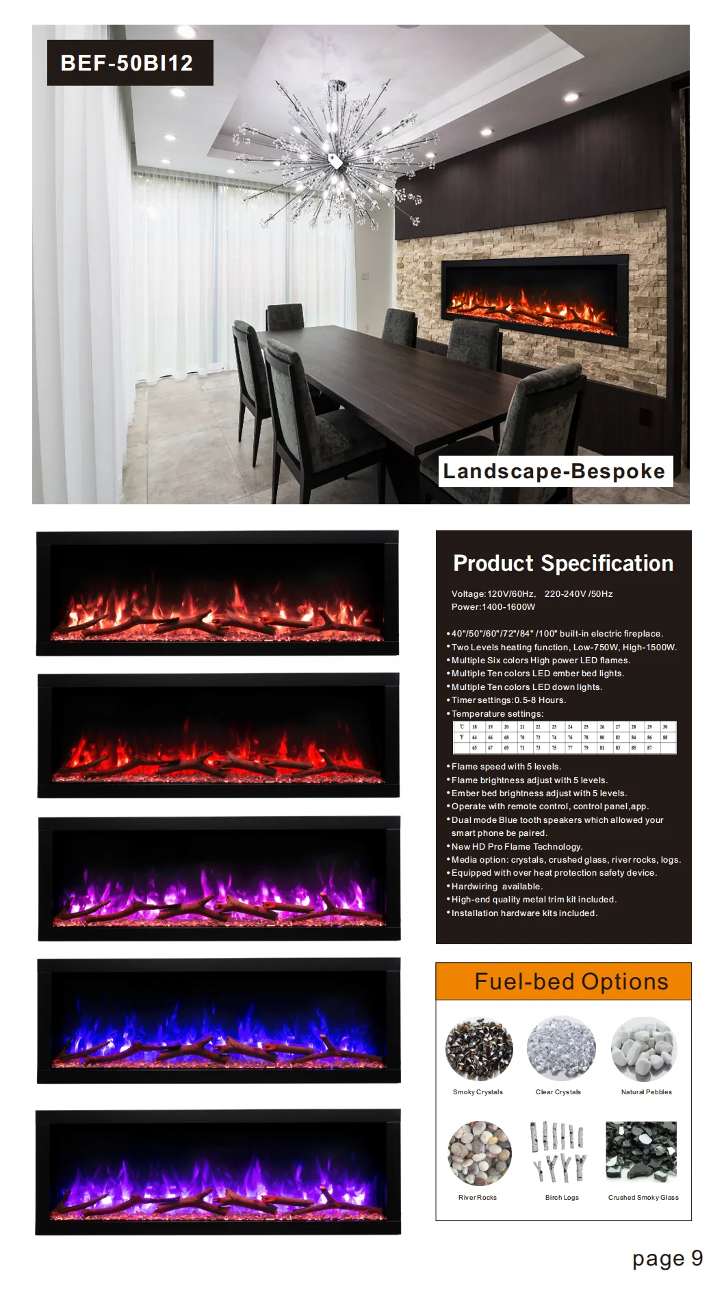 2024 Newest New HD pro flame smart Electric Fireplace with WIFI and blue tooth speakers