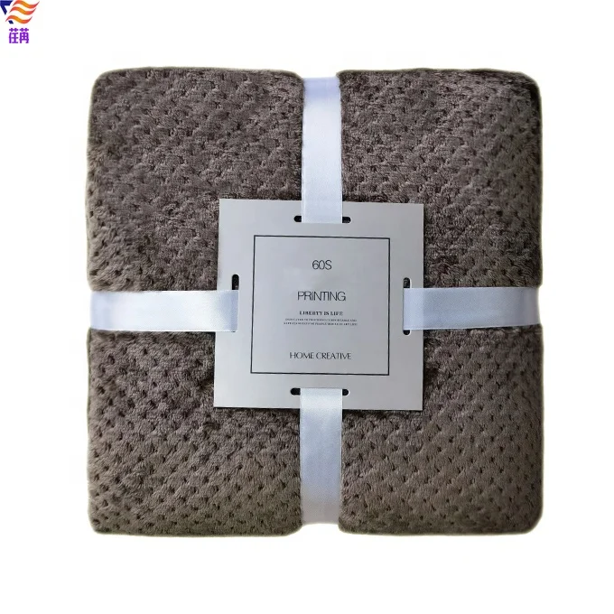 Soft textured microfiber waffle flannel fleece throw blanket wholesale
