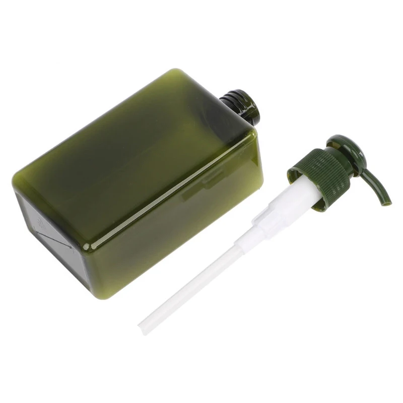 OEM OEM 250ml 450ml 650ml Green Square Thick Wall PETG Lotion Pump Bath Shampoo Bottle Container