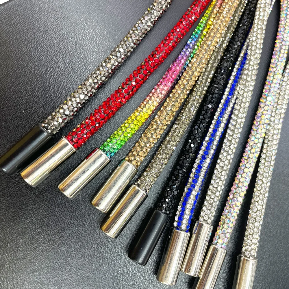 S528 2021 High quality fashion clothing accessorie draw cord 120 cm rhinestone hoodie string with round end for hoodies