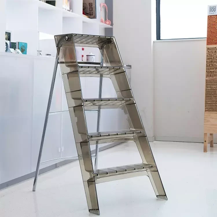 Customized Color Folding Modern Home Step Ladder Living Room Storage Rack Transparent PC Plating Frame Ladder