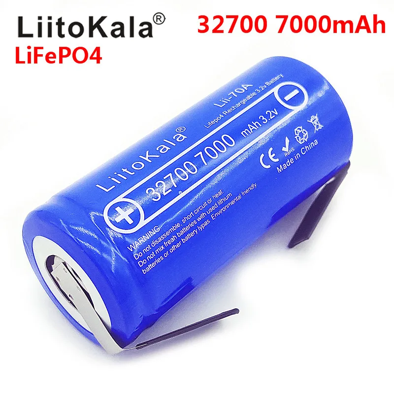 2020 LiitoKala 3.2V 32700 7000mAh 6500mAh LiFePO4 Battery 35A Continuous Discharge Maximum 55A High power battery+Nickel sheets