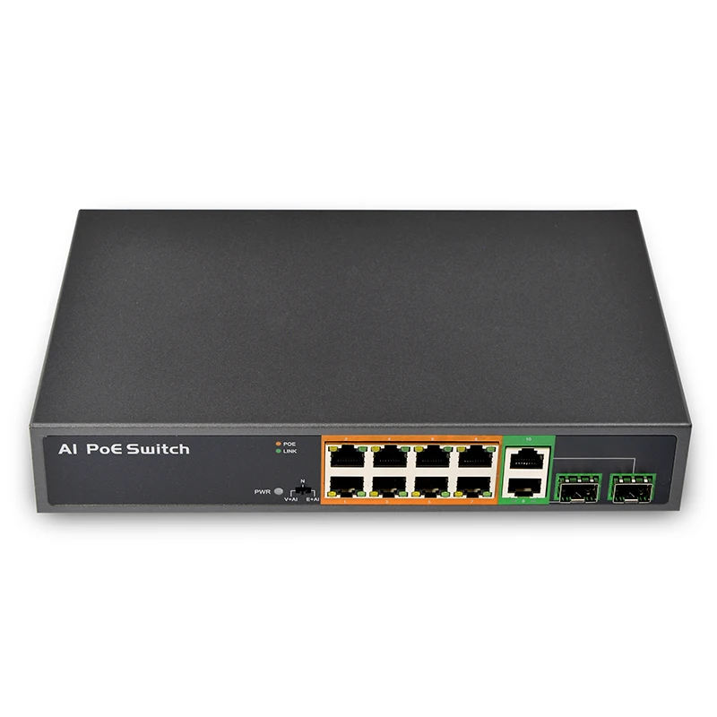SDAPO PSE1008GS-AI Factory Wholesale lightning protection 250meter PoE Switch 8 +2Port 8 port poe switch