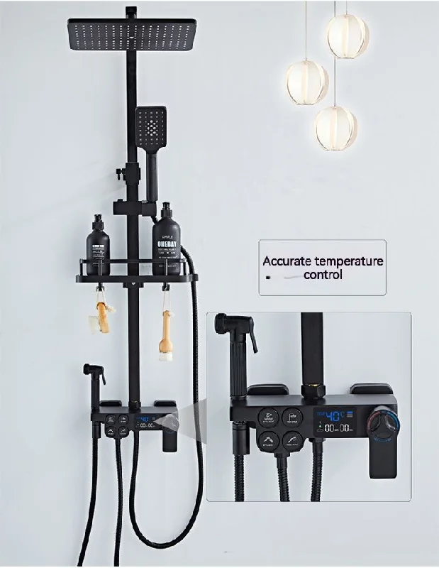 Black Gold Bathroom sets thermostatic shower mixer bathroom and Thermostatic shower System faucets Bathroom Shower head Set