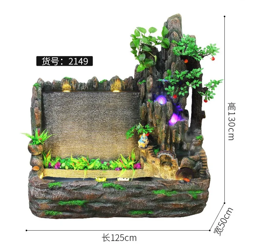 Outdoor resin garden water fountain with LED light and pump