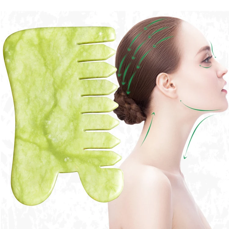 Оптовая продажа с завода, Нетоксичная Массажная расческа 4 в 1 из натурального нефрита для массажа волос, для лечения и здоровья