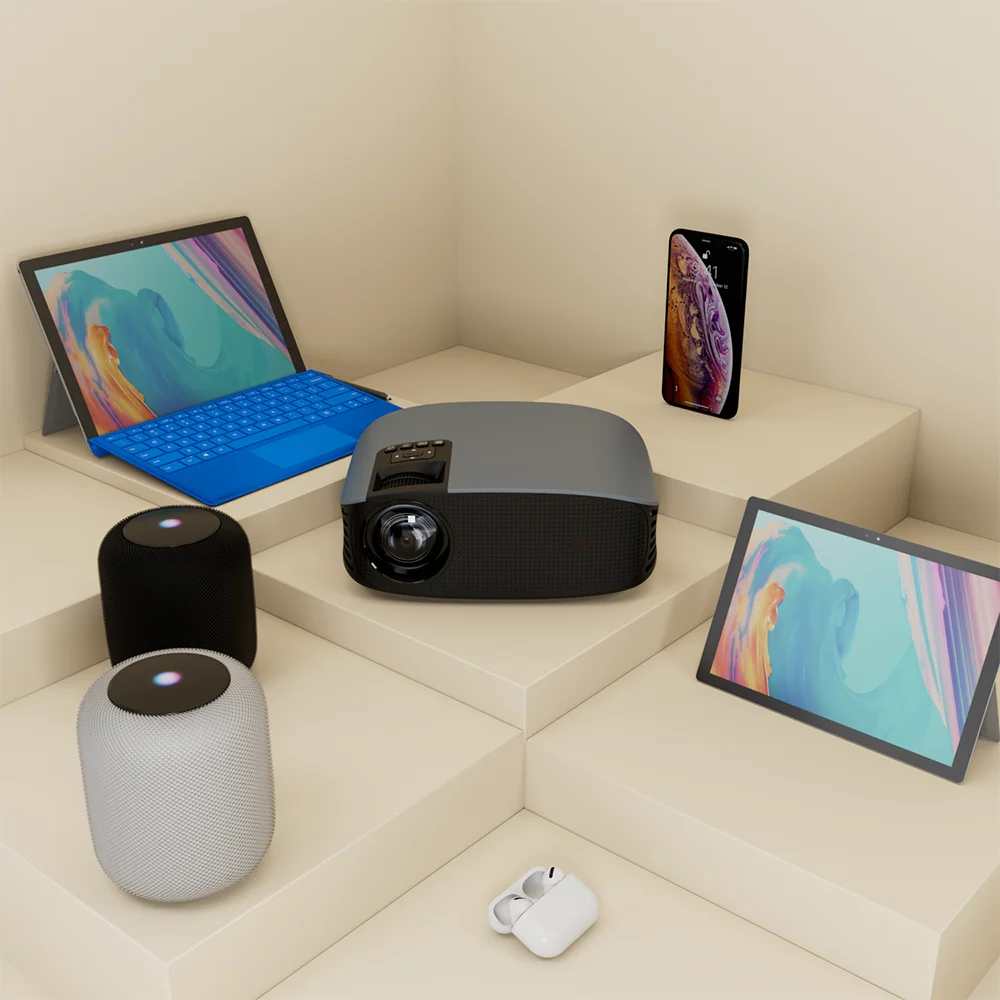 High Quality Android 23 languages Mobile Phone Home Theater House 4D Keystone Correction Connector TV 1080P Support 4K Projector