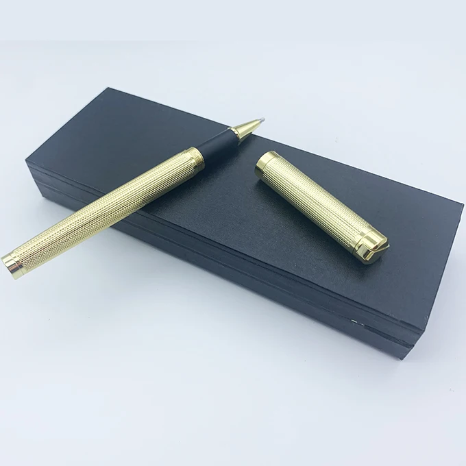 Promotion Luxury Classic Gold Metal Roller Pen set with Custom & box Logo Business Gift  Office Supplies 1.0mm metal roller pen