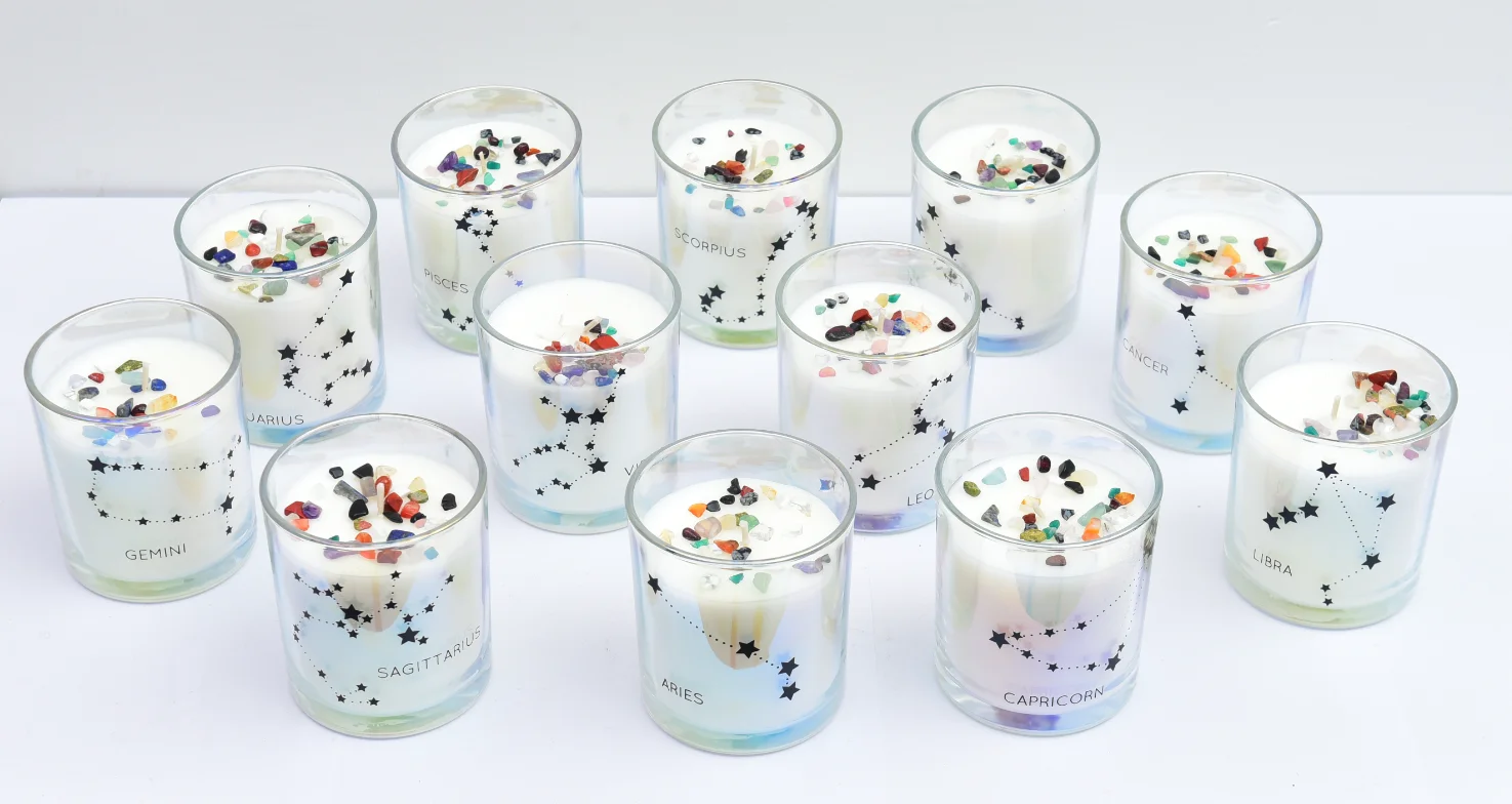  New Design Custom Scented Luxury Soy Wax Colored Glass Crystal