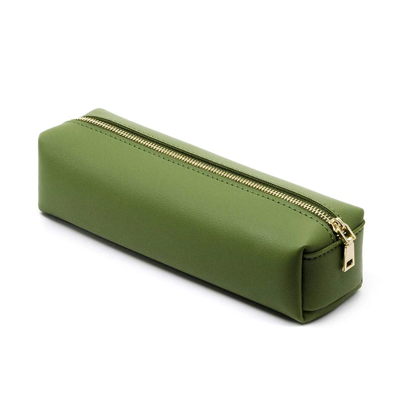 Custom Logo Portable Stationery Bag Kids Cute Zipper Pencil Pouch PU Leather Pencil Pen Case for Student