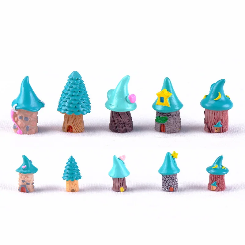 Mini Cartoon Tree House Fairy Garden Miniatures Terrarium Castle Figurines Moss Bonsai Micro Landscape Decoration