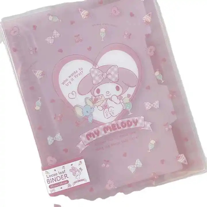 Yulia059 Wholesale B5 large capacity creative binder kawaii Kuromi Melody leaflet folder cartoon Cinnamoroll spiral notebook