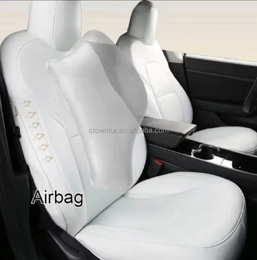 2022 Tesla Model 3 Seat Cover Nappa Leather Sitzbezug Car Seat Covers Fully Kit Wrapped Seat Protector Fit for Tesla Model Y
