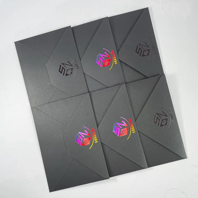 Custom Golden Stamping Uv Spot Paper Gift Credit Card Holder Packaging Envelope Money Envelope