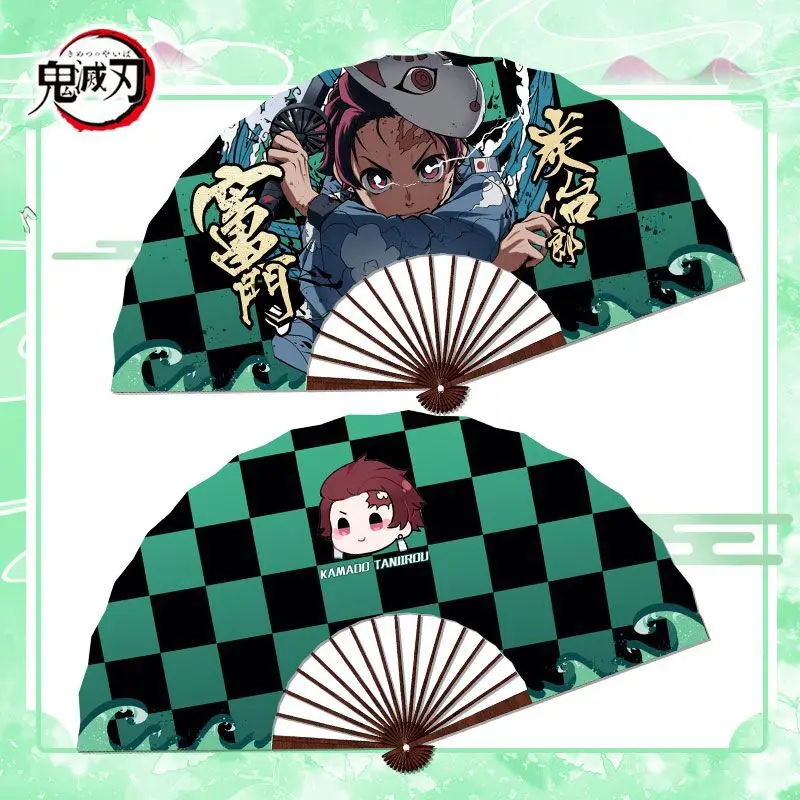 10 Inches 15 Styles Demon Slayer: Kimetsu no Yaiba Kamado Nezuko Tanjirou Anime Folding Fan Bamboo Silk Cloth Hand Fan Toy Gift