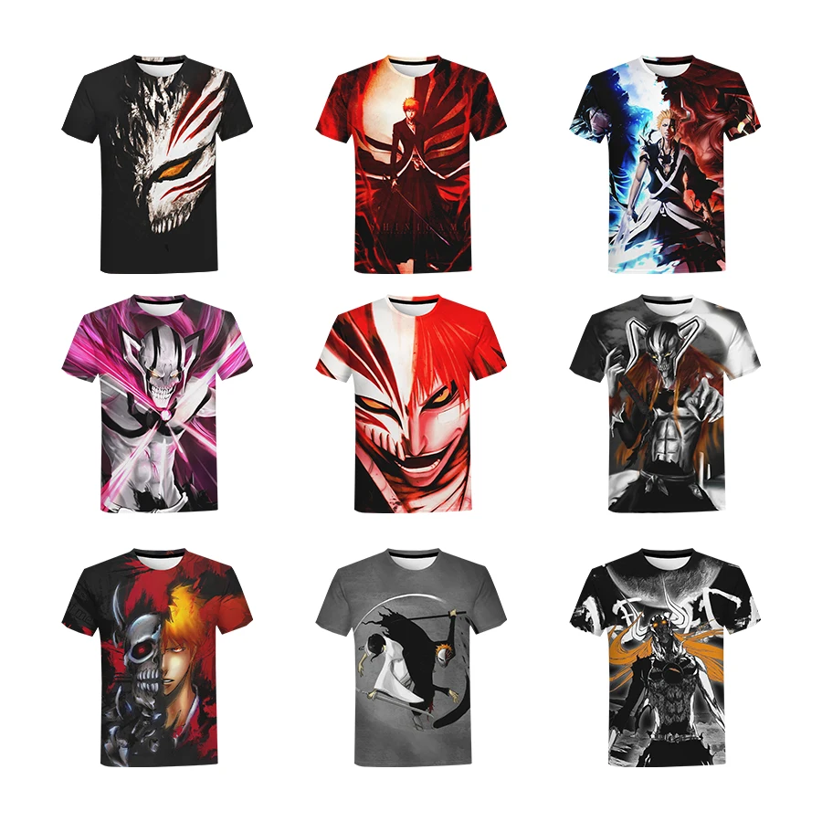 Japanese Anime 3D Printed Shirt for Men Factory Supply Sublimation T-shirt Dry-fit Custom Print Hip-hop Fashion T-shirt
