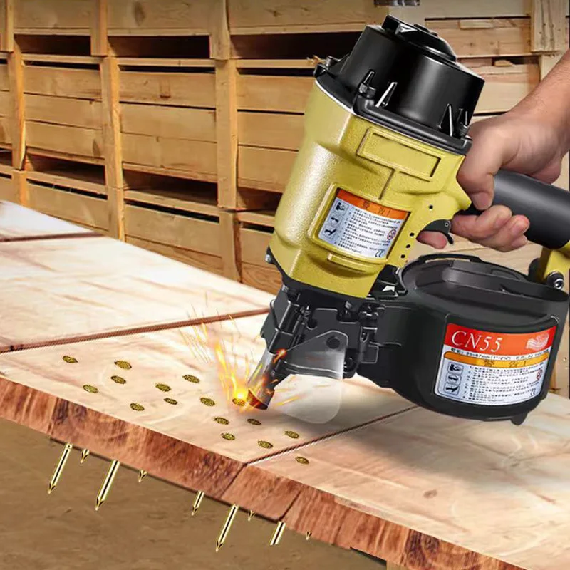 Air Tool Wooden Pallet Pneumatic Coil Nailer Gun CN55 CN70 CN80 CN90 CN100 Coil Nails Gun for Wooden Package