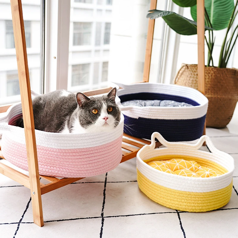 2021 Best Selling China Manufacturer  Round Woven Pet Dog Basket Handmade Pet Basket