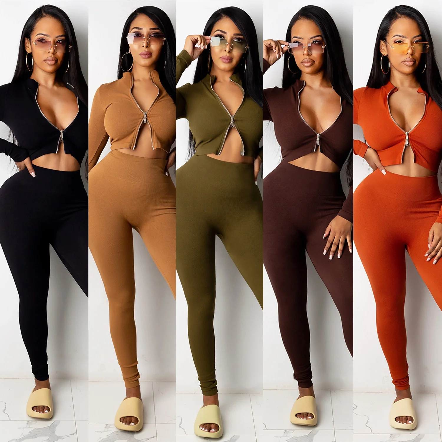 
2021 New Arrivals Plus Size Two Piece Joggers Pants Set Women Tracksuit Stacked Sweat Pants 2 Piece Set Women Crop Tops Clothing 