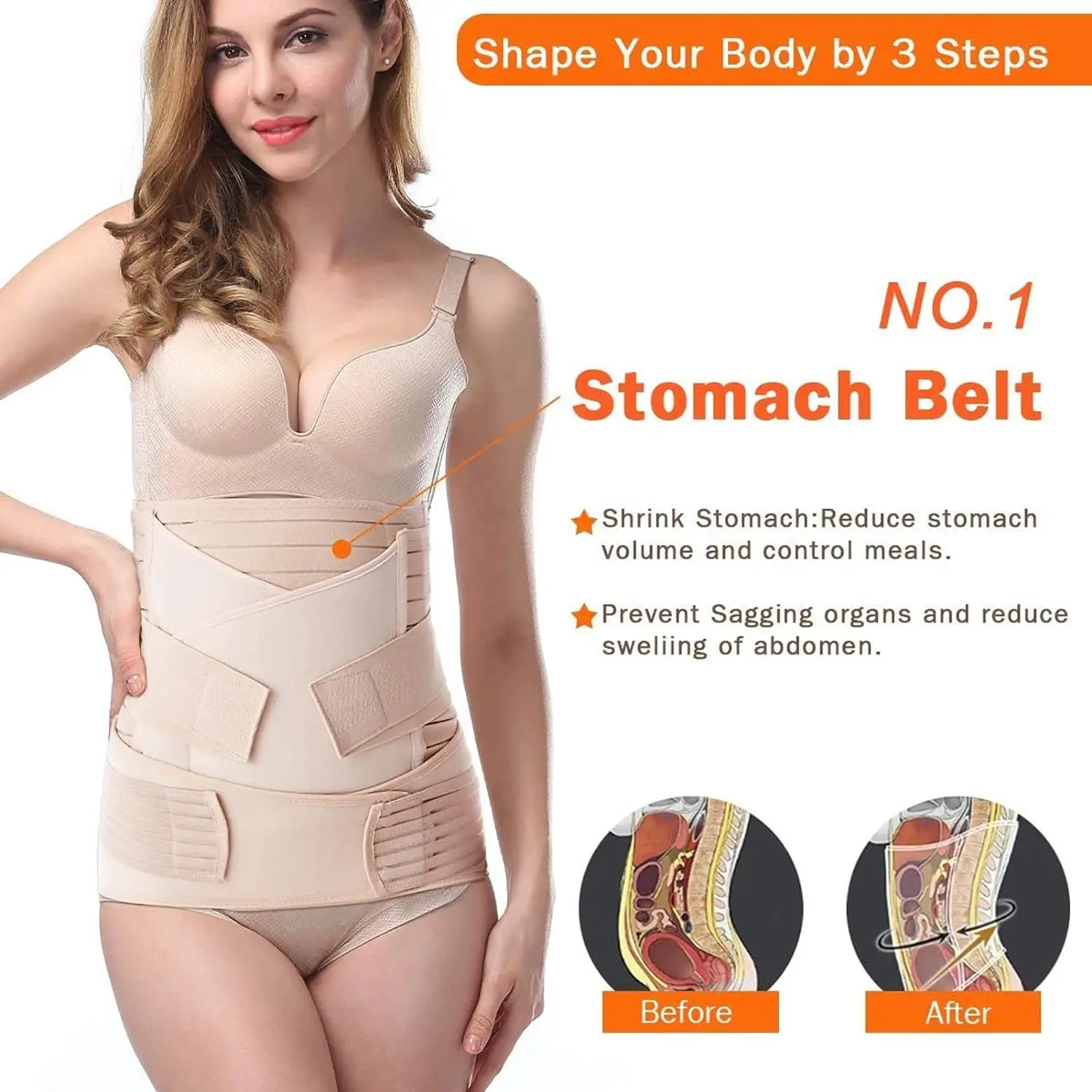 3 in 1 Postpartum Belly Band Wrap Support Recovery Girdles Abdominer Binder Post Surgery BellyWaistPelvis Support Belt & Back Br