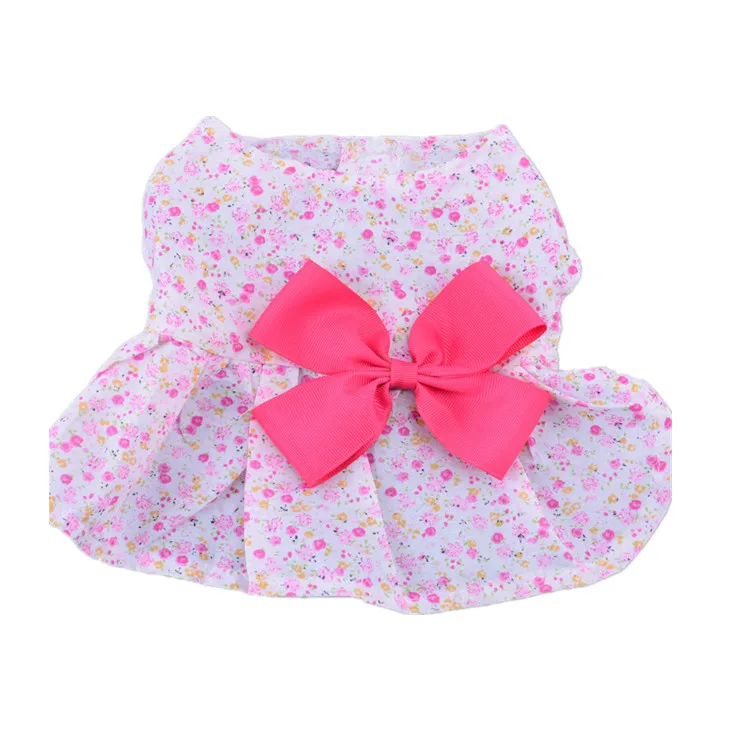 Manufacturer wholesale pink purple blue beautiful floral hand made pet clothes dog dress