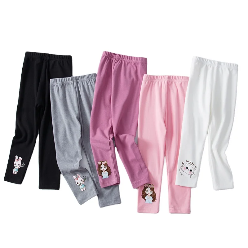 Spring girls cartoon leggings in small children baby slim stretch pants girl princess threaded leggings