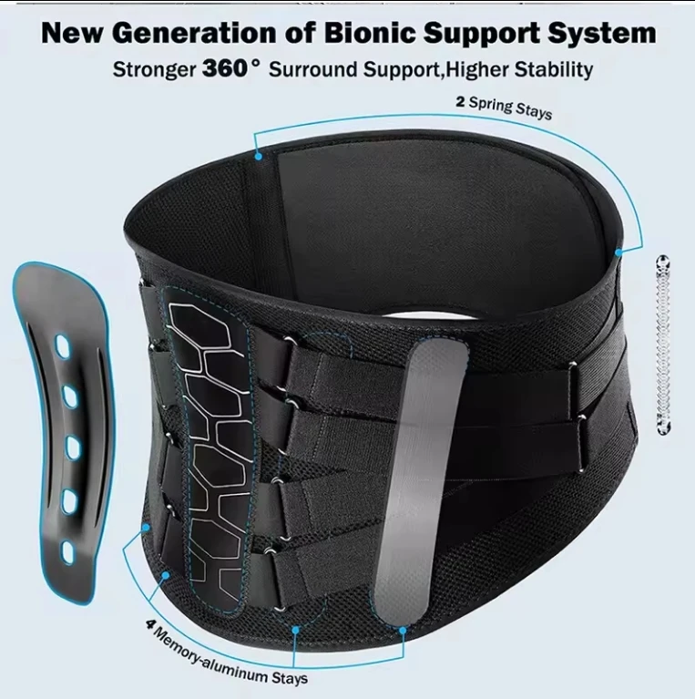 Lower Back Pain Relief  Back Brace Pulley System Lumbar Support Protection Belt Pad Breathable 3D Knit Waist Support