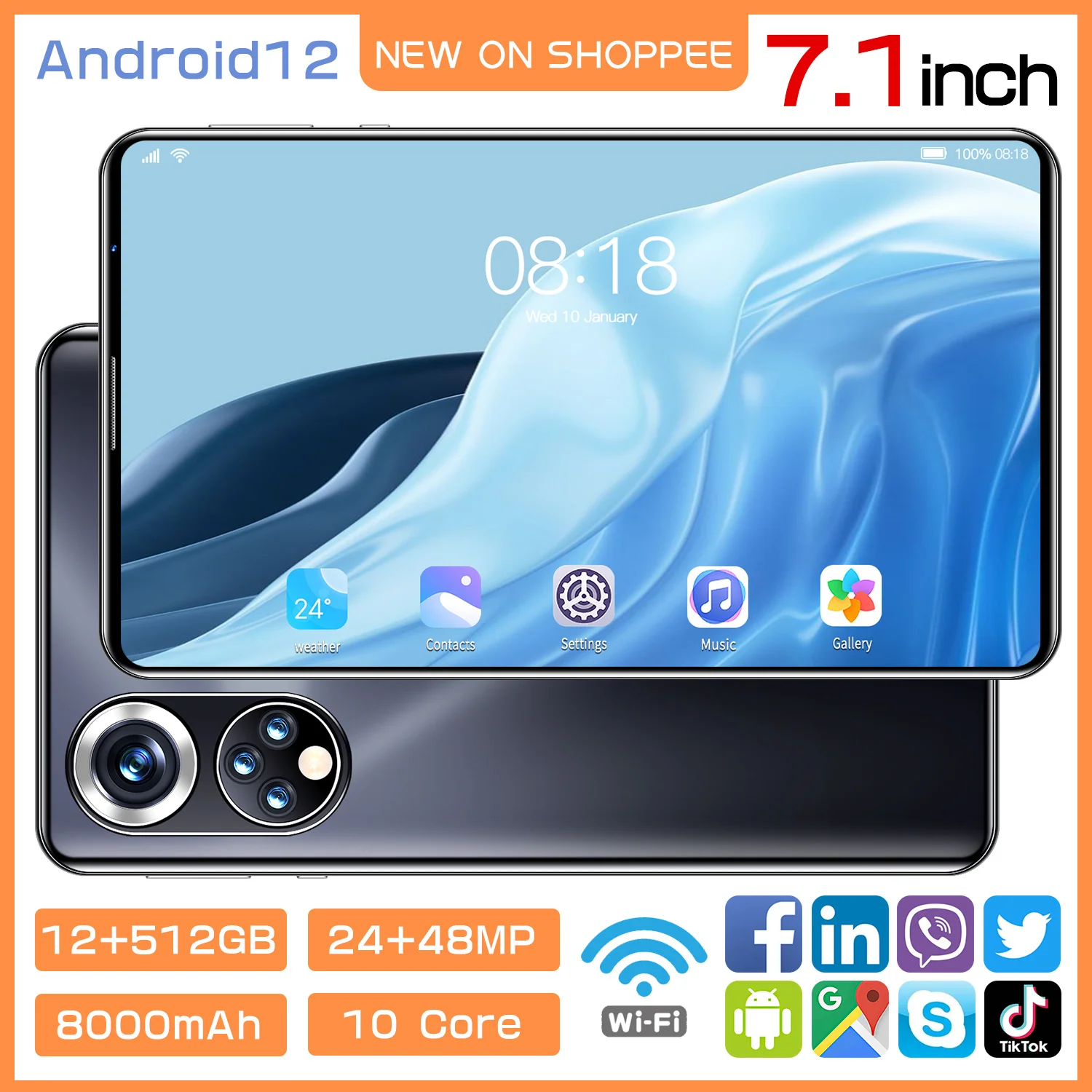 Best octa core 7.1 inch a tablet phones 12GB+512GB android tablet with dual sim card