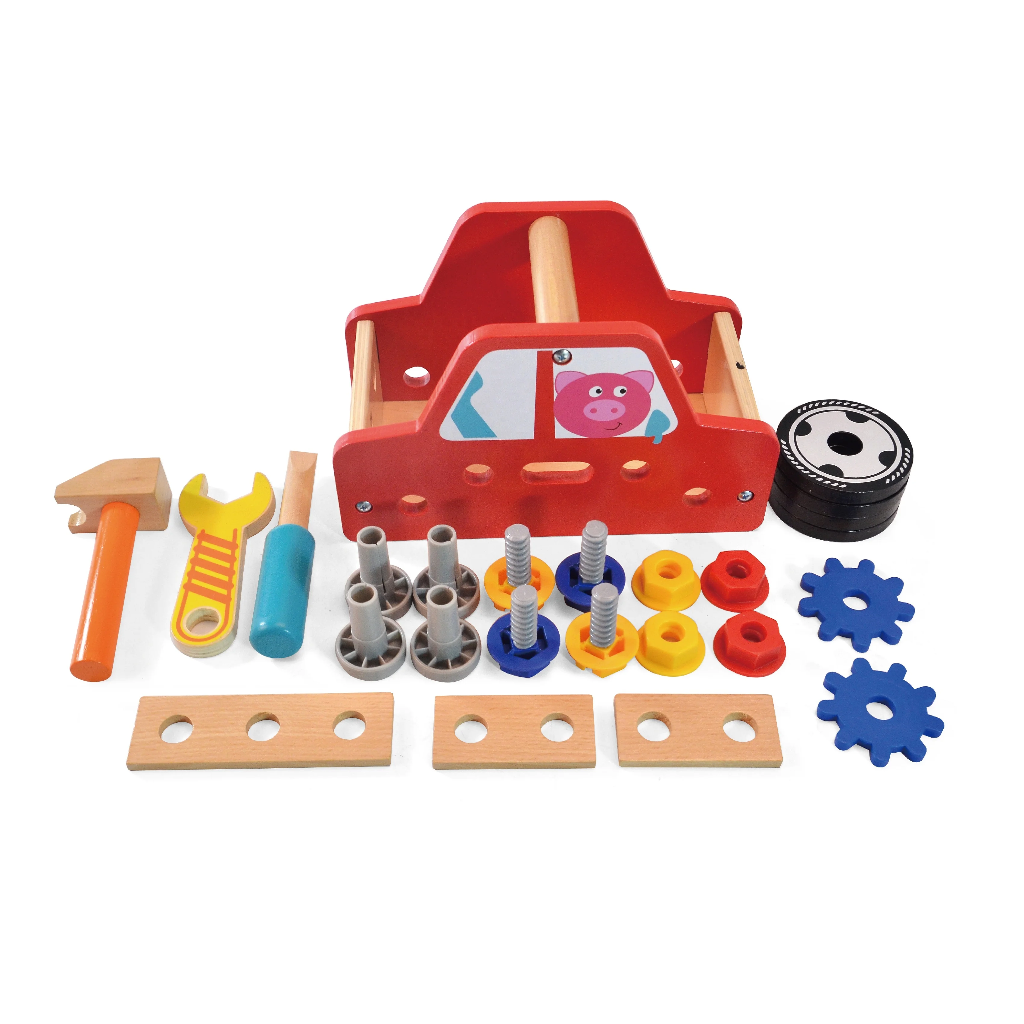 Kid early educational toy  learning wooden  construction vehicle toy