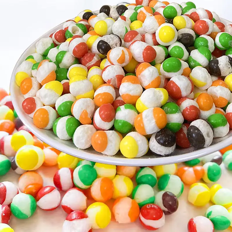 Candy Manufacturers Preferential Wholesale Bulk Colorful Freeze Dry Sweets Snacks Rainbow Jelly Beans Freeze Dried Candy
