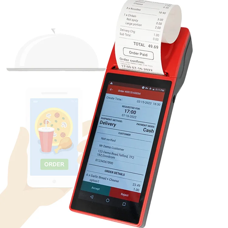 GOODCOM Restaurant Online Order Portable Android 7.1 POS System Printer with 58mm Thermal Paper