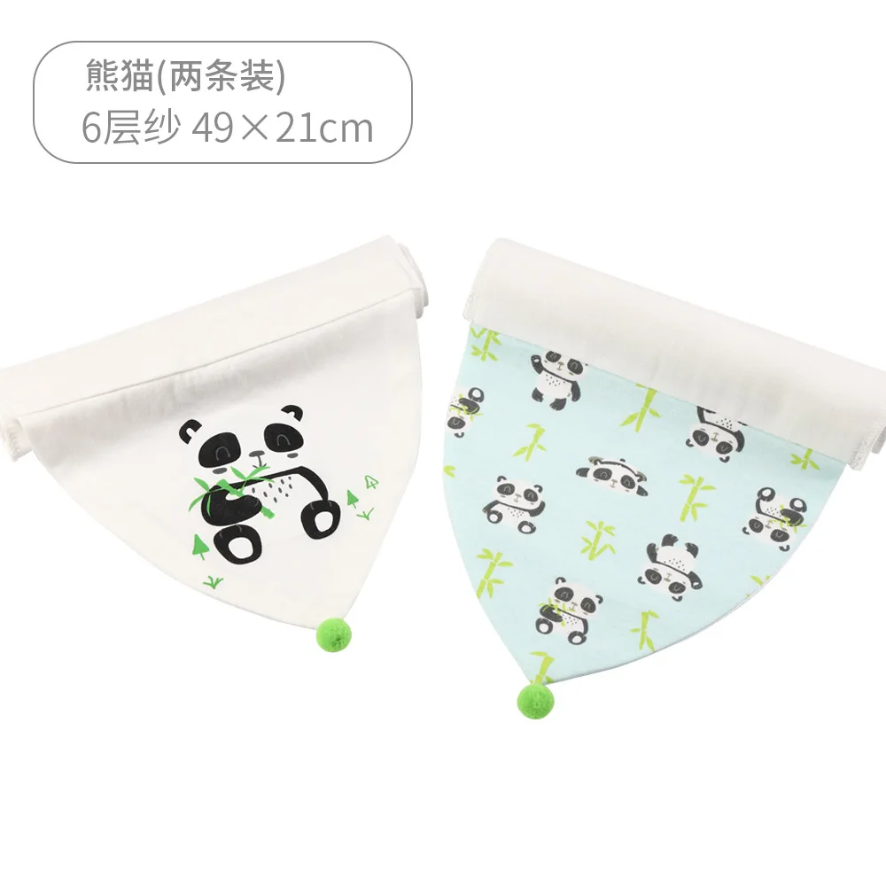  Factory Price Children Sweat Towels Cute Cartoon Print 6 Layer Gauze Baby