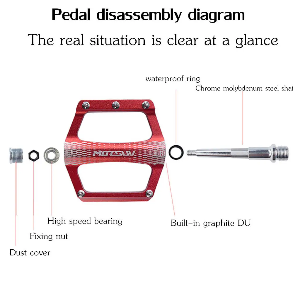 Motsuv Bicycle Pedals Ultralight Aluminum Alloy Colorful Hollow Anti-Skid Ud Bearing Mtb Bike Accessories Mtb Foot Peilin Pedals