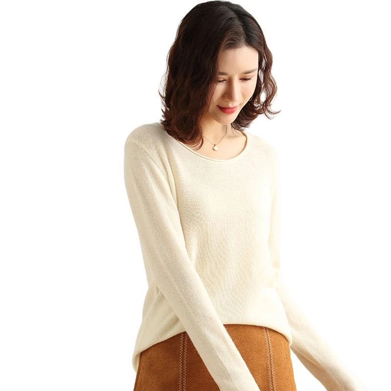 Promotional Sales Custom Cashmere 100% O Neck Cardigan Long Sleeve Thin Sweaters For Women