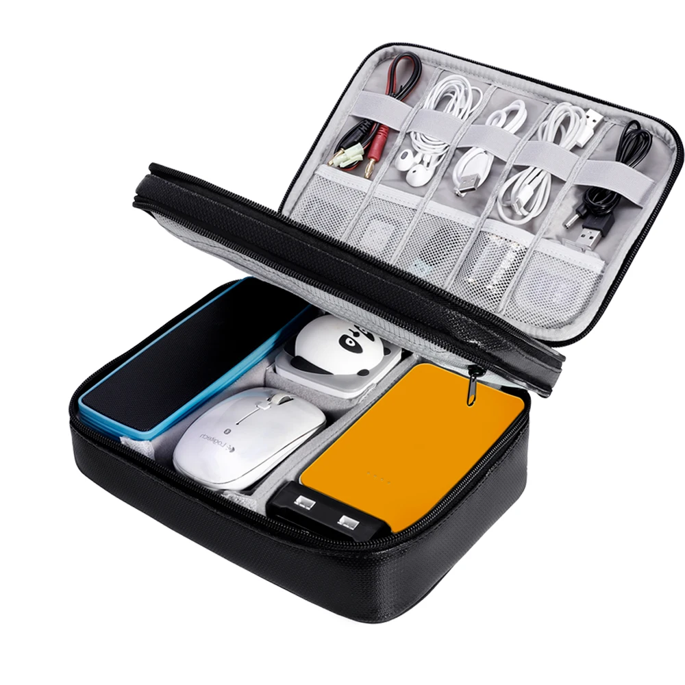 Double Layer Data USB Charge Cable Organizer Portable Durable Digital HDD Powerbank Storage Bag
