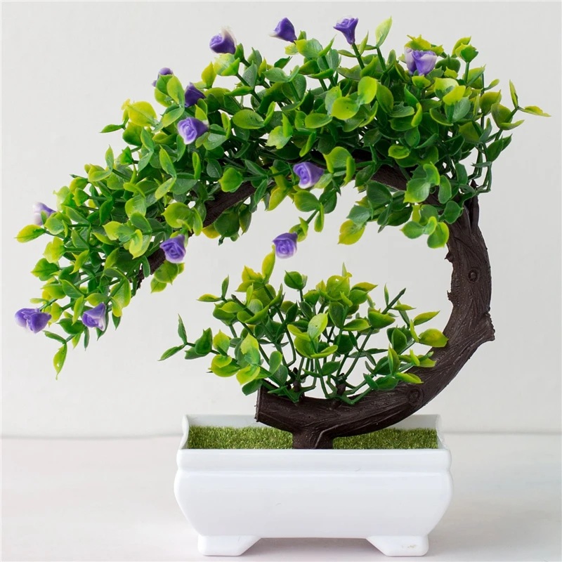 Hongying Plants Bonsai Tree Artificial Rose Plastic Greenery Potted for Wholesale