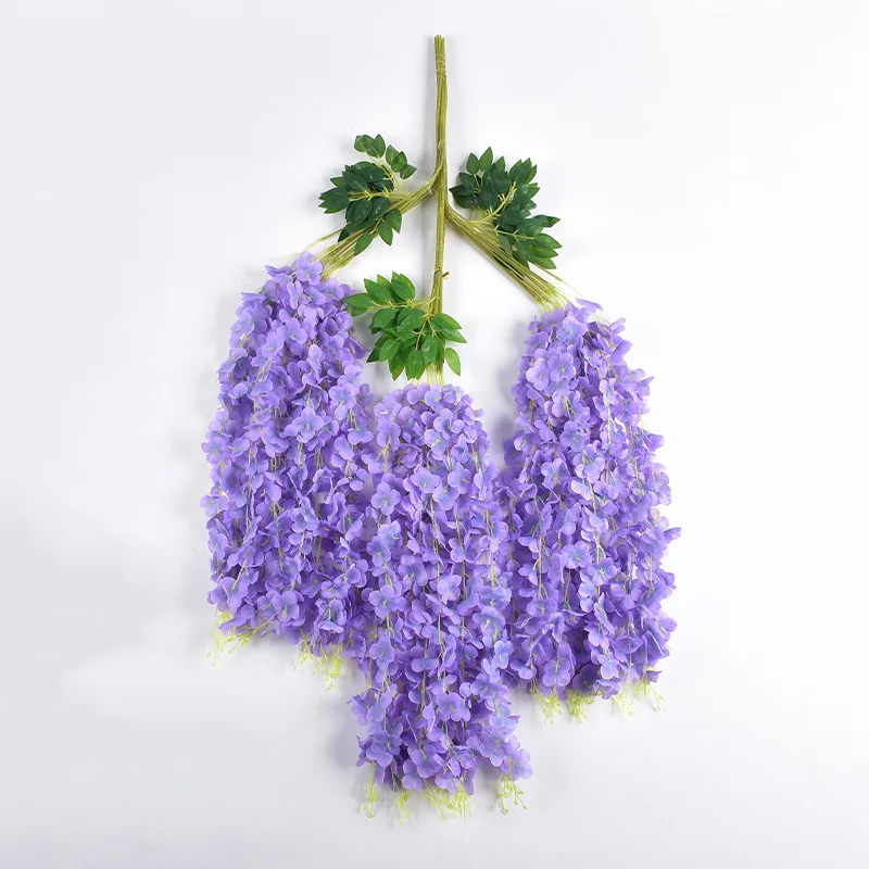 Senmasine purple silk vines fake hanging garlands wisteria flowers artificial wedding for Home Party Decor