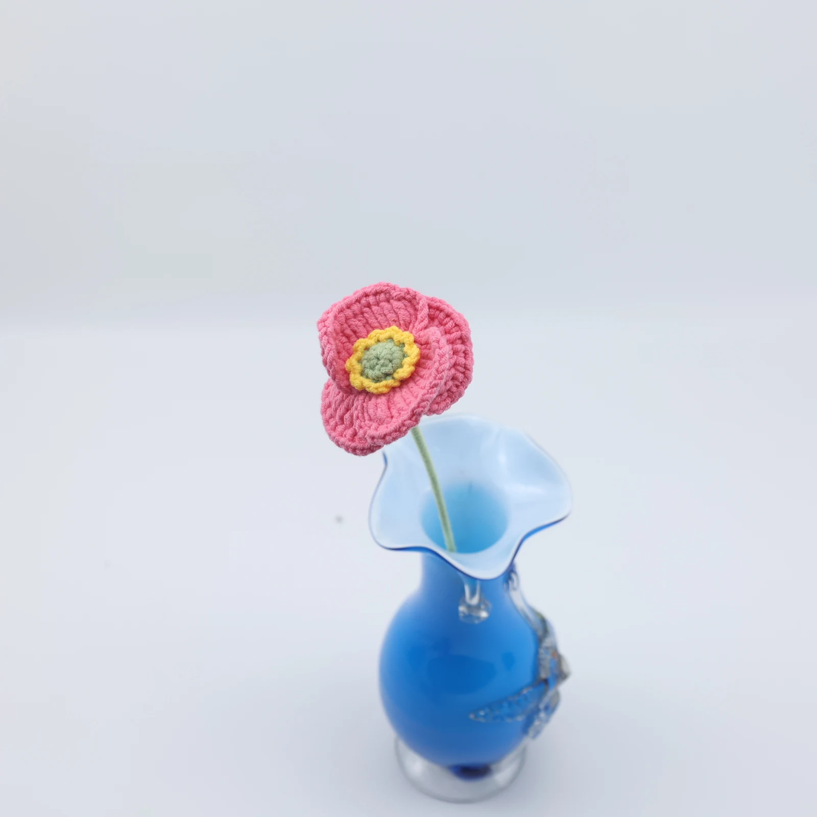Wholesale 1pcs Finished  Hand-Kintted Corn Poppy Flower festival Gift, Artificial Crochet Handmade Crochet Milk Cotton Bouquet