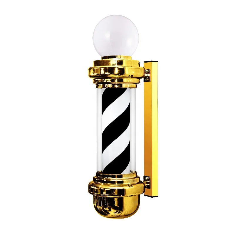 Sturdy waterproof gold barber pole rotatable led barber shop pole light