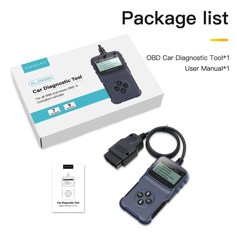 KUULAA Small Portable Scanner 2 Car Diagnostic Scanner Diagnostic Tool Code Obd2 For Car