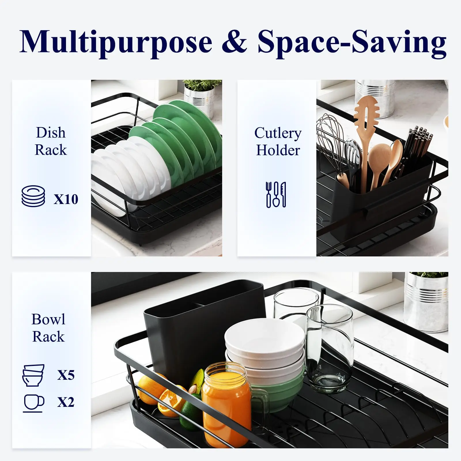 Functional Metal Dish Drying Rack Space-Saving Kitchen Organizer & Sink Storage Steel Design with OEM/ODM Welcome