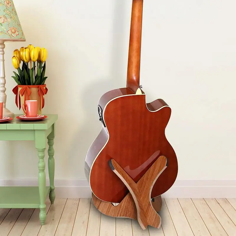 Portable wooden guitar stand