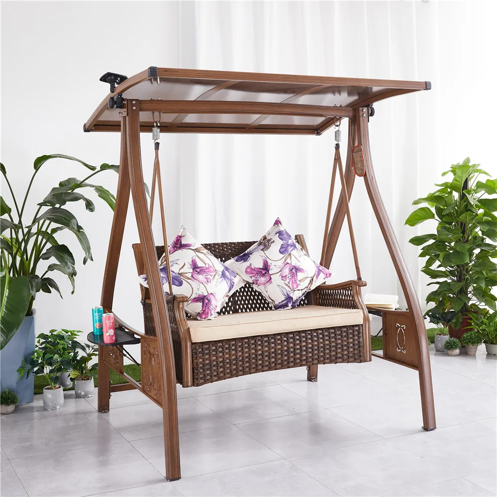 Garden Outdoor swing Chair 3 seats Hanging swing Chair Rattan woven seat