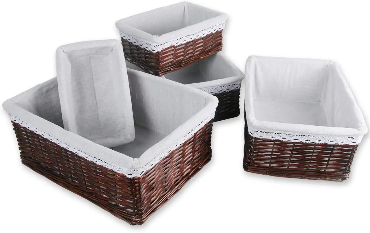 wicker basket Large Rectangular Wicker Wood Chips Kitchen Bread Home Food Store Storage Wicker Basket