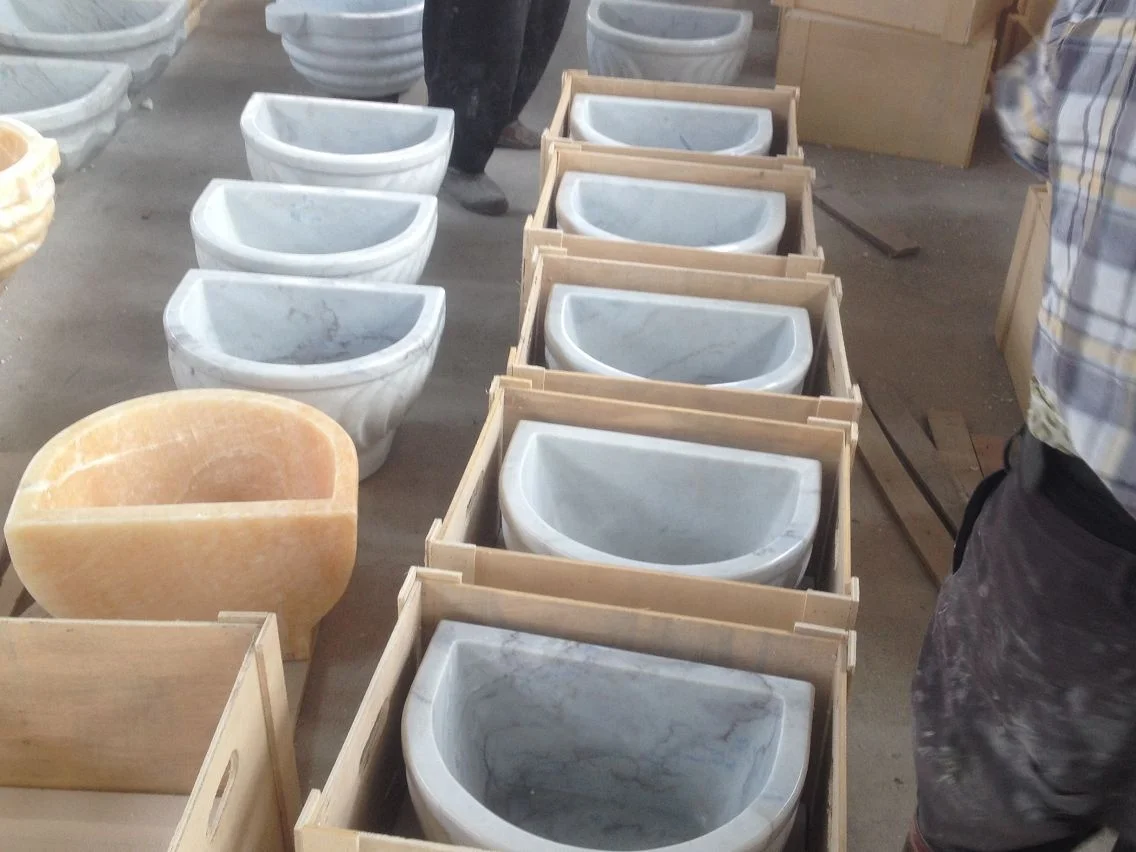 Turkish Beige Marble Carved Bath Hammam Kurna Sink For Spa Bathroom